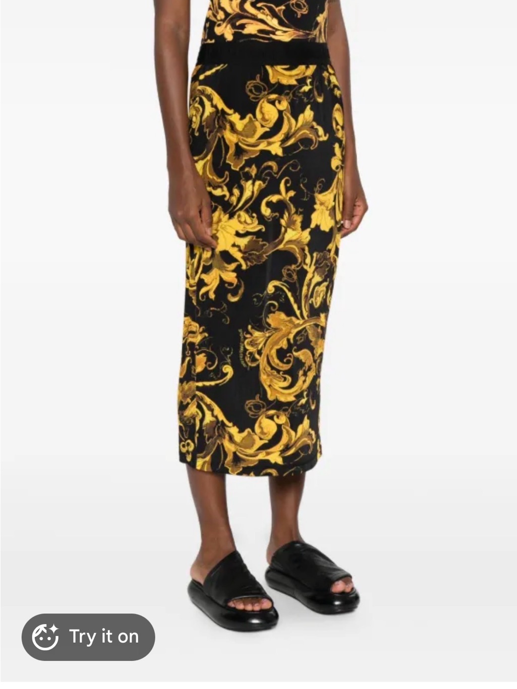 Versace Jeans Couture Baroque-Print Midi Skirt Size 0-2